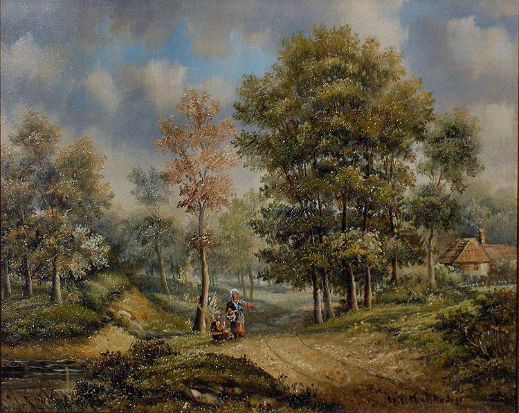 Barend Cornelis Koekkoek Walk in the woods oil painting image